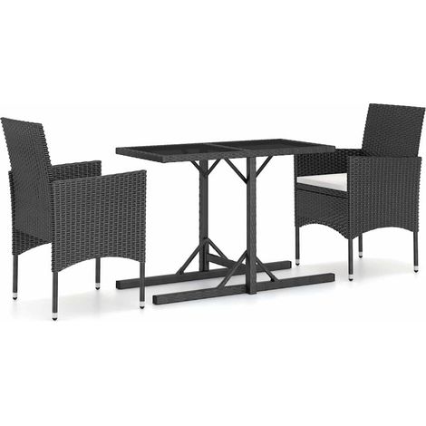 Maison Exclusive - 3-tlg. Garten-Essgruppe Schwarz (1/5)