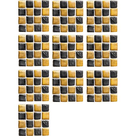 Lot de 10 stickers mosaïque carrés auto-adhésifs imitation brique 3D pour la décoration de la cuisine et de la salle de bain (1/5)