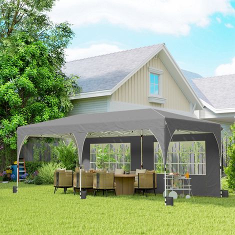 Gazebo Pieghevole 3x6 m con Pareti e Altezza Regolabile, Protezione UV 50+, Grigio Chiaro
