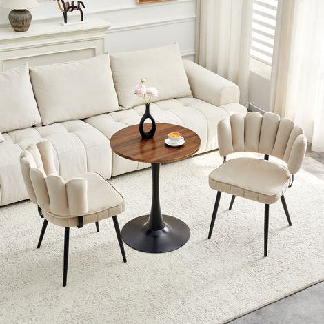 Esstisch-Set mit 2 Samtstühlen aus MDF und Metall OKMYHOME (1/5)