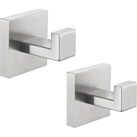 2er-Pack SUS304 Edelstahl, gebürstetes Nickel, Badezimmer-Bademantel-/Kleiderhaken, Wandmontage, für Badezimmer, Küche, Schlafzimmer, Garage, Hotel (1/2)