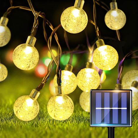 Guirlande lumineuse solaire d'extérieur - 8 m - 30 LED - Étanche - IP65 - Pour balcon et jardin - Guirlande lumineuse décorative d'extérieur pour terrasse