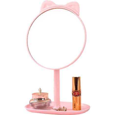 Miroir de coiffeuse avec éclairage LED, miroir de table d'appoint avec poignée (1/5)