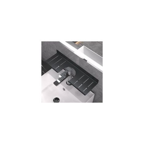 Étagère de salle de bain avec trous de drainage, étagère de salle de bain en acier inoxydable, étagère de lavabo sans perçage, organisateur de lavabo, paniers de douche, rectangulaire 40 x 12 cm (1/5)