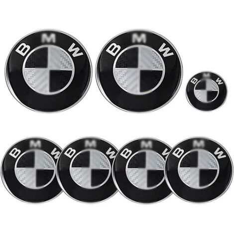 Lot de 7 emblèmes de voiture pour capot et coffre – Ø 68mm – ABS et aluminium résistant aux chocs – Compatible BMW