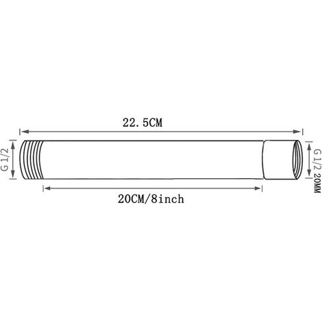 Tube d'Extension pour Douche - Prolongateur 8" Inox 201 Chromé pour Douchette (22,5cm/20cm) (1/5)