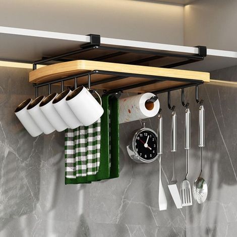 Support à tasses sous meuble, support à tasses en acier inoxydable sous étagère, support de rangement multifonctionnel pour tasses, support sous meuble de cuisine, support pour planche à découper pour
