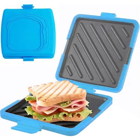 Stampo per sandwich – Utensile da cucina – Adatto al microonde – Non necessita di elettricità – Perfetto per scaldare i toast – Materiale in silicone – Blu (1/5)