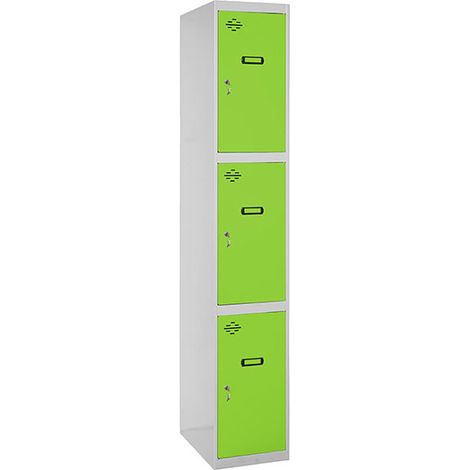 Simonrack Vestiaire moderne gris et vert 3 portes métal (1/3)