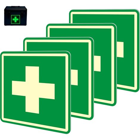 4 Pièces Panneau Trousse de Secours, 15 x 15 cm, Adhésif PVC (1/5)