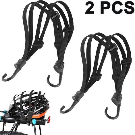 Corde de casque de moto en maille, corde de casque noire, sangle élastique rétractable pour casque de moto avec 2 crochets