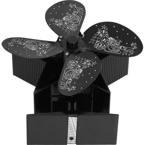 Ventilateur de cheminée à 4 pales, motif Père Noël, pour une distribution optimale de la chaleur et une circulation d'air chaud (noir) (1/5)