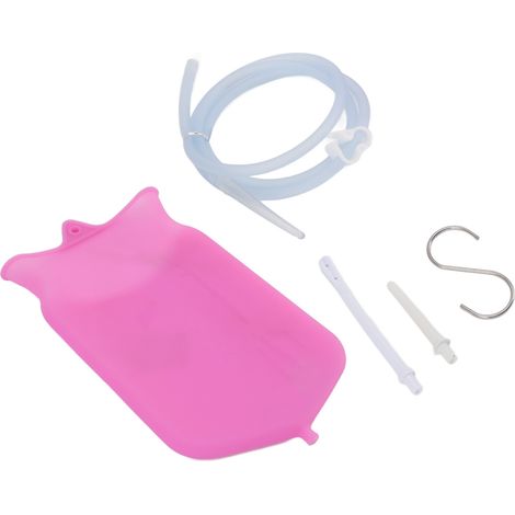 Kit de lavement en silicone pour le nettoyage du côlon à domicile, produit de santé portable 2L rose (1/5)