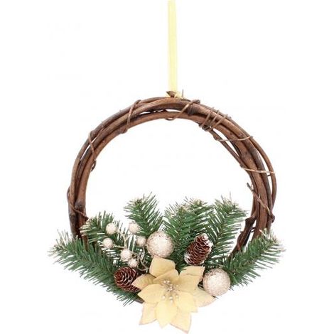 ghirlanda natalizia sospesa 30 cm rattan oro
