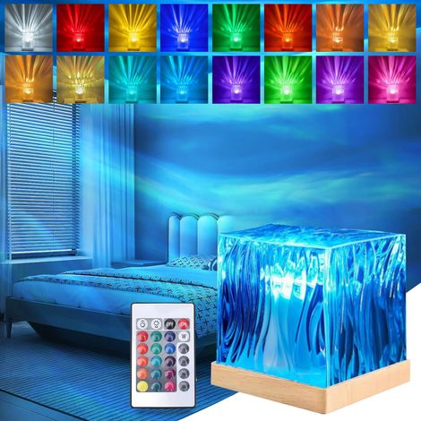 Lampe de Table en Cristal LED RGB Diamant - Projecteur 3D Effet Aurore Boréale et Ondulation d'Eau - Veilleuse Décorative pour Chambre, Salon et Fêtes (1/5)