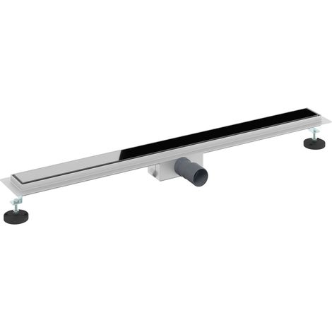 Drenaje de ducha con tapa de vidrio Negro 90 cm vidaXL