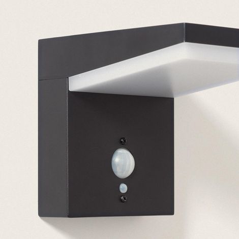 Aplique de Pared Exterior Solar LED 5W Aluminio con Sensor de Movimiento Edwan Negro