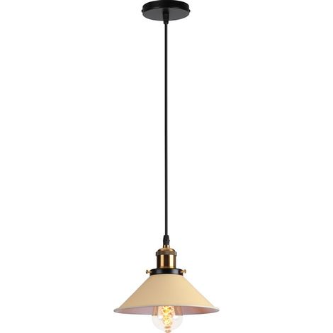 Suspension Luminaire Industrielle Rétro Plafonnier Lustre Suspension pour Couloir Salon Restaurant E27 40W Jaune Clair (1/5)