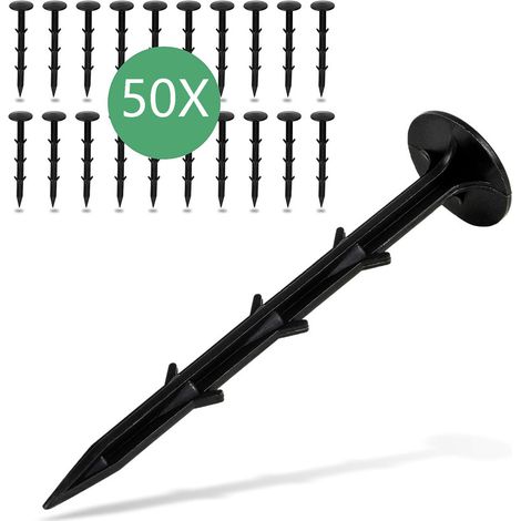 Paquet de 50 piquets en Plastique Le Sol cloue Le Film de Mauvaises Herbes Piquets pour Jardin, Filet Anti-Mauvaises Herbes, bâche Polyvalente, 16cm