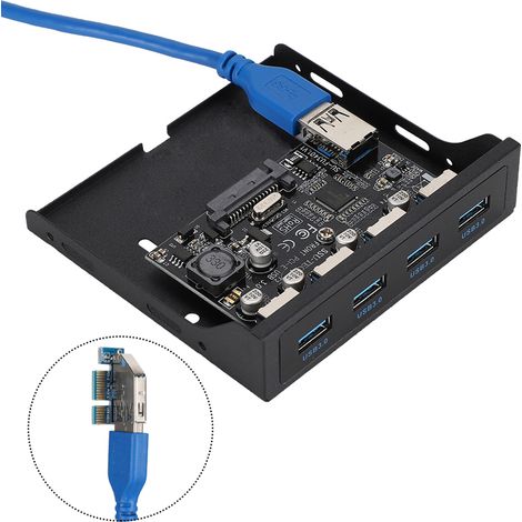 PCI-E auf 4 USB 3.0-Port-Erweiterungskarte für NEC720201-Chip, kompatibel mit Front-Diskettenlaufwerksschächten (schwarz). (1/5)
