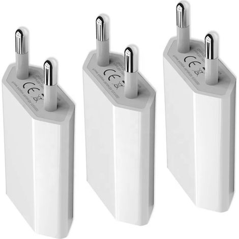 (2 Stück) (3er-Pack) Universeller USB-Ladeadapter 1A Weiß