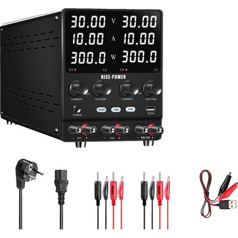 Fuente de alimentación, doble salida, carga inteligente, doble canal de 30 V y 10 A (1/2)