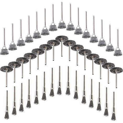 45 pièces Brosses Métalliques, Fil d'acier Inoxydable Métallique de Forage Brosses Rotatifs, pour Métal pour Perceuse Outils, Polissage, Dérouillage, Bois en Ébarbage (1/5)
