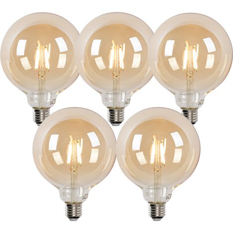 LUEDD Juego de 5 bombillas LED inteligentes E27 G125 doradas 4,9 W 470 lm 1800-4000 K