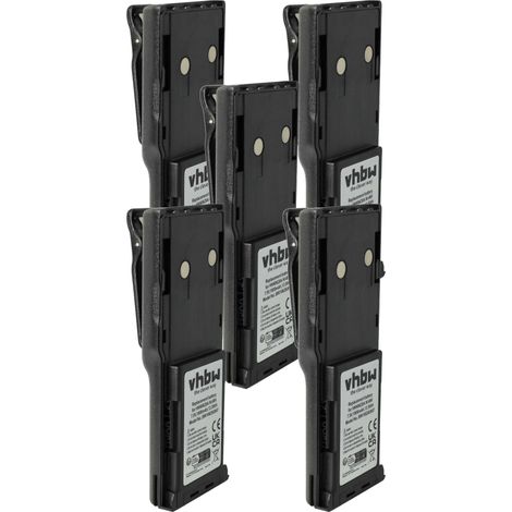 vhbw 5x Akku Ersatz für Motorola WPNN4040AR, WPNN4044AR, WPPN4012-R für Funkgerät, Walkie Talkie (1800 mAh, 7,5 V, NiMH) + Gürtelclip