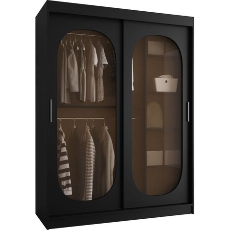 Armario Hartford 519, Negro, 200x150x62cm, Puertas de armario: Correderas, Número de estantes: 0