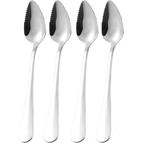 Cuillères à Fruit avec Bord Dentelé - 4 Pièces - Cuillères à Pamplemousse - Cuillères à Kiwi - Acier Inoxydable - Cuillères à Alimentation pour Bébé avec Bord Dentelé - convient pour les agrumes, kiwi (1/5)