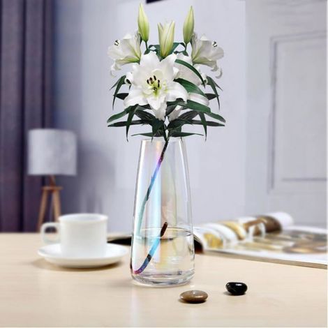 1 Vase en verre,transparent,forme ronde,base lourde,décoration intérieure (1/5)