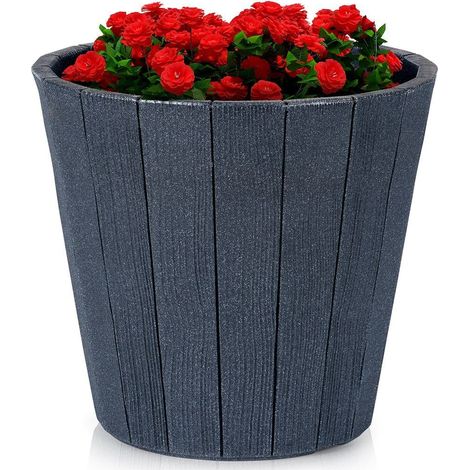 Vaso tondo in plastica PE color antracite, per interno ed esterno (1/5)