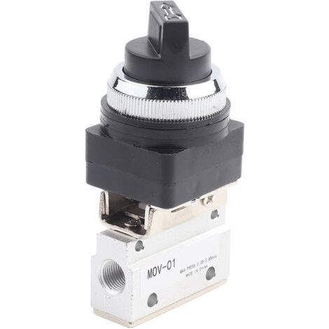 1pcs 2 Position 2 Way G1/8 MOV-01 Hand Operated Pneumatic Mechanical Valve (1/5)