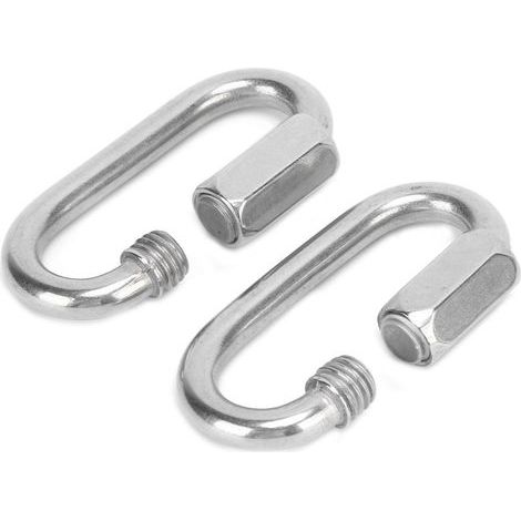 2 Pièces Mousquetons en D en Acier Inoxydable à Verrouillage Rapide avec Boulon Hexagonal pour Escalade et Via Ferrata (6mm) (1/5)