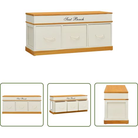 The Living Store Sitzbank mit Stauraum Schuhschrank Flurbank - Sitzbank - Flurbank - Schuhschrank - Holzmöbel - Wohnzimmer Deko (1/5)