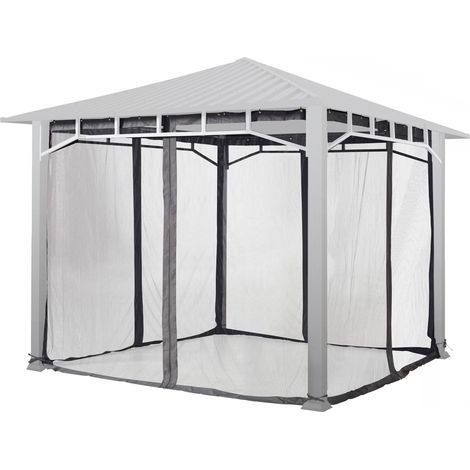 TOOLPORT Moskitonetz für Gartenpavillon Sunset Superior 3x3 m - Polyester - Insektengitter mit Reißverschluss - grau (1/5)