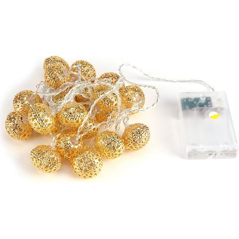 Guirlande lumineuse à piles avec 20 boules LED dorées pour fêtes, mariages, garden-parties et festivals (1/5)