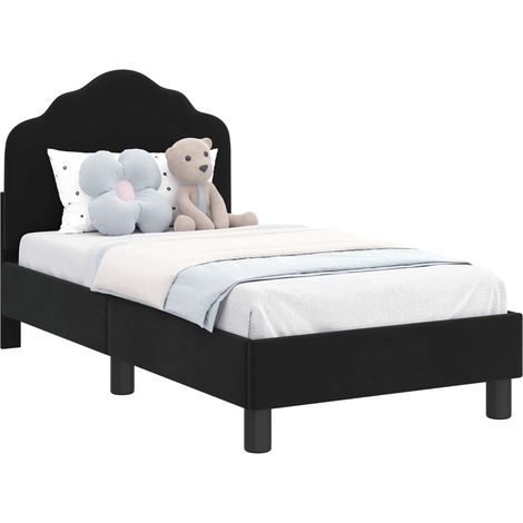 Toddler Bed Frame with Headboard Black 70 x 140 cm Velvet vidaXL