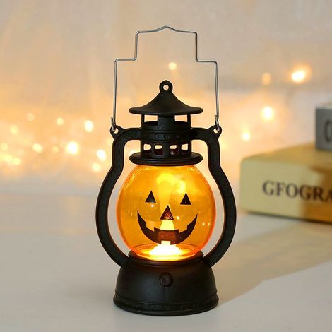 Lanternes décoratives d'Halloween : lanternes citrouilles, bougies LED, bougies scintillantes sans flamme, décorations de jardin d'Halloween (1/5)