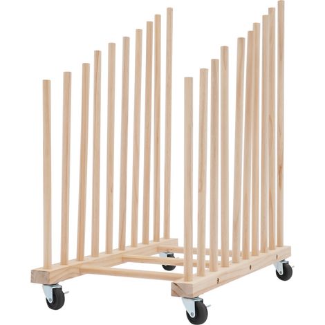 Grande étagère à œuvres d'art avec quatre roulettes - Support de rangement en bois pouvant supporter jusqu'à environ 20 kg de planches à dessin, gravures, tableaux noirs, peintures et œuvres d'art