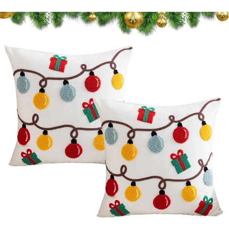Lot de 2 taies d'oreiller Noël, housse coussin festive hiver, décoration canapé (1/5)