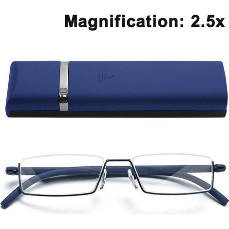 par de gafas de lectura de media montura, ligeras, con lentes transparentes, puntas de silicona y estuche portátil, para ordenador. (1/5)