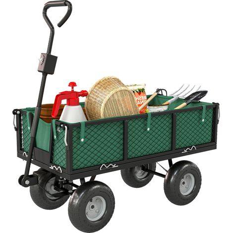 Outsunny Carrello da Esterno con Sacca Portaoggetti e Pareti Rimovibili Verde