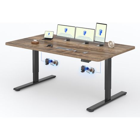 FlexiSpot Bureau Assis Debout 200 x 80 cm avec 2 Moteurs, Marron