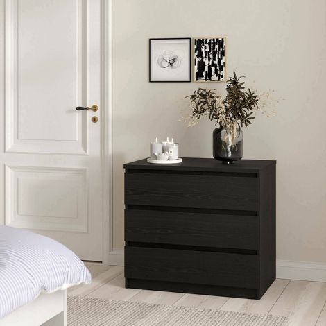 Dmora - Cajonera Lilou, Cómoda multiusos, Cómoda de dormitorio, Gabinete con cajones, 77x50 h68 cm, Negro