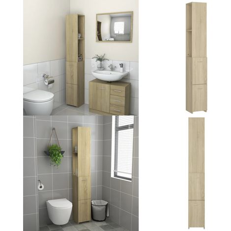 Badschrank Sonoma-Eiche 25x26,5x170 cm Holzwerkstoff - Badeschrank - Holzschrank - Badezimmermöbel - Aufbewahrungsschrank - Sonoma Eichenfarben - Home & Living