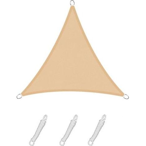 Tenda parasole triangolare TAISHENGDA 3x3x4,25 m, color sabbia, in tessuto impermeabile con protezione UV al 95%, ideale per esterni, giardino, terrazzo e piscina. (1/5)