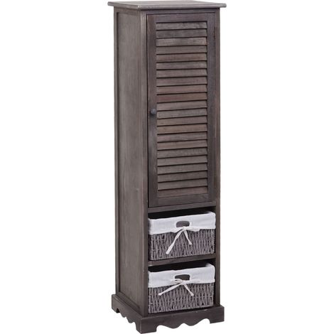 [JAMAIS UTILISÉ] Commode de salle de bain HHG-674 Etagère de salle de bain, 120x27x29cm bois massif, shabby gris-brun (1/5)