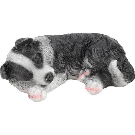 Statue de chiot en résine synthétique imperméable, représentant un Border Collie, pour la décoration de jardin ou d'extérieur. (1/5)
